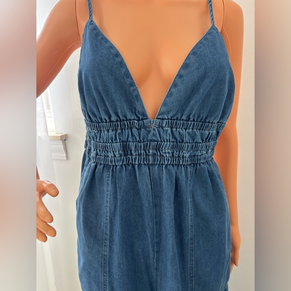 Medium Elegant Deep Blue Denim Jumpsuit